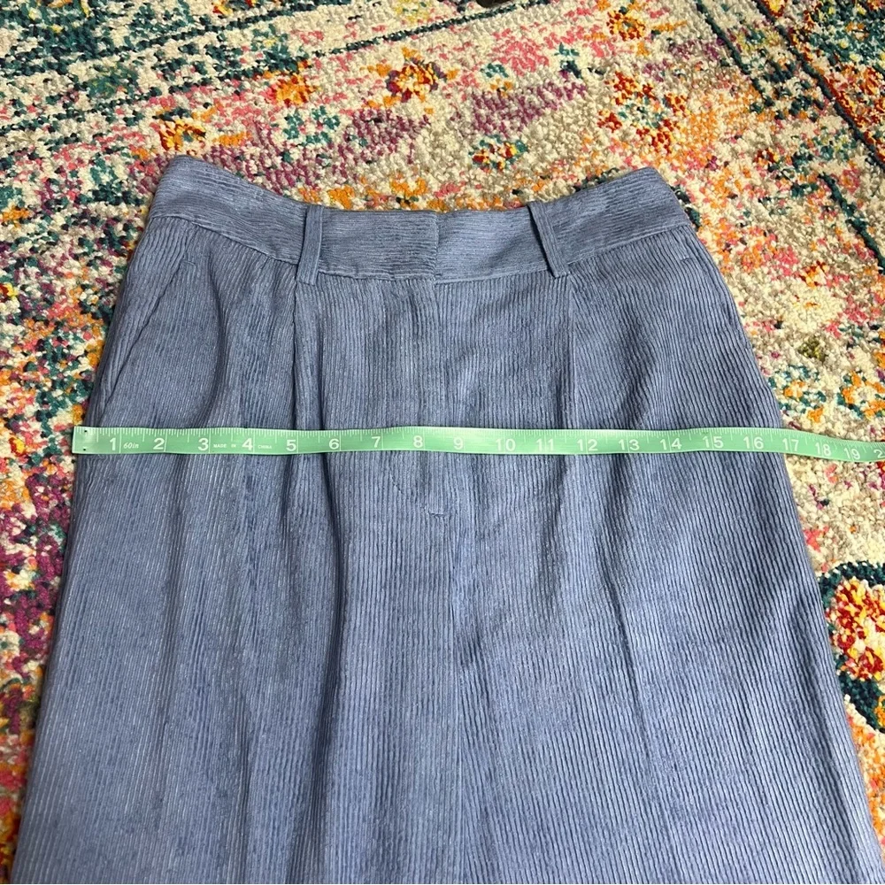 Reiss Thea Tapered Pleated Corduroy Blue Trousers Straight‎ Leg Pants